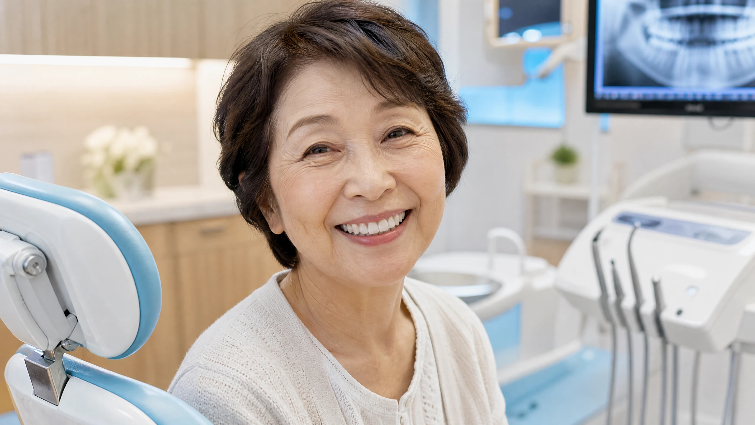 笑顔のシニア女性のイメージ（AI生成画像）